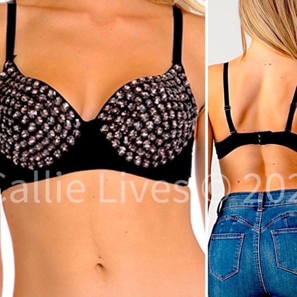 Grey Bling & Black Festival Bra